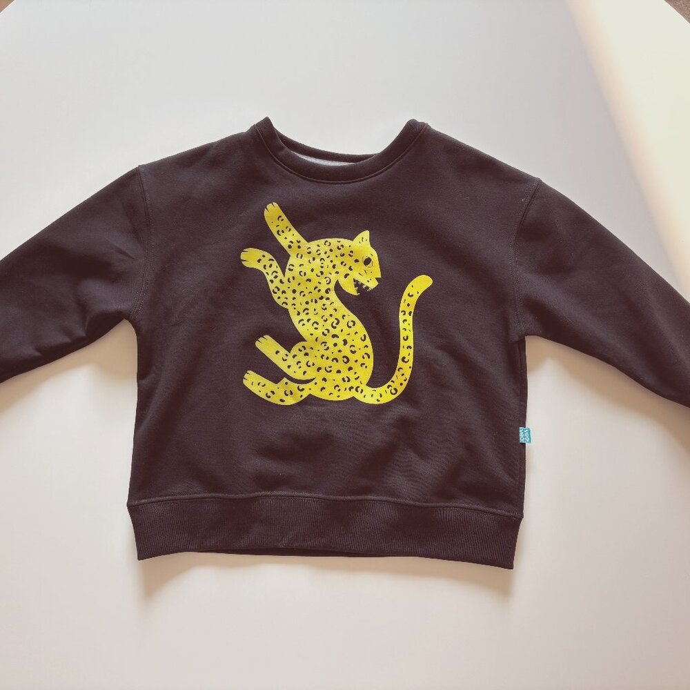 NWT Veo Veo Kids Black Cheetah sweatshirt sz 5-6y